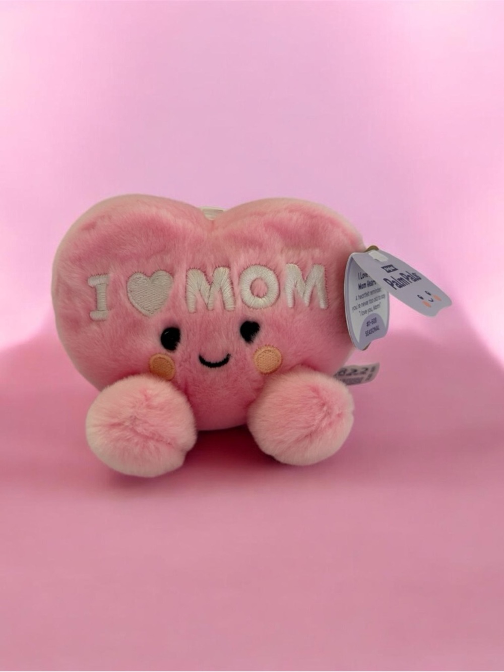 ☀️Palm Pals Pink Heart Plush - I ♥ MOM Embroidered